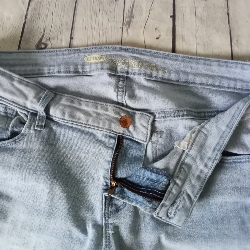 EUC Old Navy ripped Rockstar denim blue jeans - 14P - Picture 5 of 7